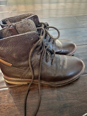 Zara Men's Brown Leather Lace-Up Ankle Boots